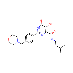 CC(C)CCNC(=O)c1nc(-c2ccc(CN3CCOCC3)cc2)[nH]c(=O)c1O ZINC000473083966