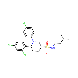 CC(C)CCNS(=O)(=O)[C@@H]1CC[C@@H](c2ccc(Cl)cc2Cl)N(c2ccc(Cl)cc2)C1 ZINC000045365655