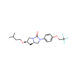 CC(C)CCO[C@@H]1C[C@@H]2CN(c3ccc(OCC(F)(F)F)cc3)C(=O)N2C1 ZINC000096168558