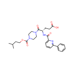 CC(C)CCOC(=O)N1CCN(C(=O)[C@H](CCC(=O)O)NC(=O)c2cccc(-c3ccccc3)n2)CC1 ZINC000045368778