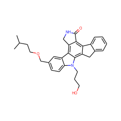 CC(C)CCOCc1ccc2c(c1)c1c3c(c4c(c1n2CCCO)Cc1ccccc1-4)C(=O)NC3 ZINC000013530109