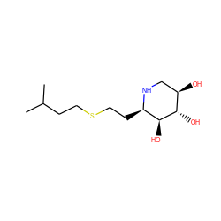 CC(C)CCSCC[C@H]1NC[C@@H](O)[C@H](O)[C@H]1O ZINC000084740274