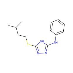 CC(C)CCSc1nnc(Nc2ccccc2)[nH]1 ZINC000014964391