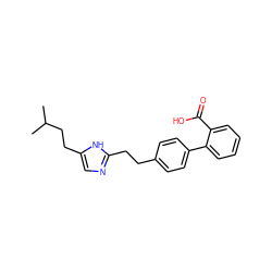 CC(C)CCc1cnc(CCc2ccc(-c3ccccc3C(=O)O)cc2)[nH]1 ZINC000049069551