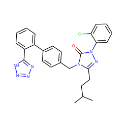 CC(C)CCc1nn(-c2ccccc2Cl)c(=O)n1Cc1ccc(-c2ccccc2-c2nnn[nH]2)cc1 ZINC000013832657