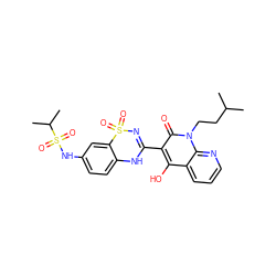 CC(C)CCn1c(=O)c(C2=NS(=O)(=O)c3cc(NS(=O)(=O)C(C)C)ccc3N2)c(O)c2cccnc21 ZINC000101048747