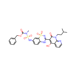 CC(C)CCn1c(=O)c(C2=NS(=O)(=O)c3cc(NS(=O)(=O)N(C)C(=O)OCc4ccccc4)ccc3N2)c(O)c2cccnc21 ZINC000150575607