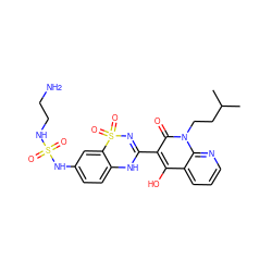 CC(C)CCn1c(=O)c(C2=NS(=O)(=O)c3cc(NS(=O)(=O)NCCN)ccc3N2)c(O)c2cccnc21 ZINC000101047076