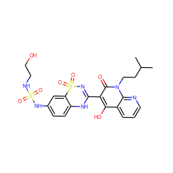 CC(C)CCn1c(=O)c(C2=NS(=O)(=O)c3cc(NS(=O)(=O)NCCO)ccc3N2)c(O)c2cccnc21 ZINC000101054349