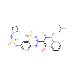 CC(C)CCn1c(=O)c(C2=NS(=O)(=O)c3cc(NS(=O)(=O)NN4CCC4)ccc3N2)c(O)c2cccnc21 ZINC000101047086