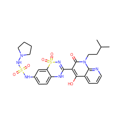 CC(C)CCn1c(=O)c(C2=NS(=O)(=O)c3cc(NS(=O)(=O)NN4CCCC4)ccc3N2)c(O)c2cccnc21 ZINC000101053675