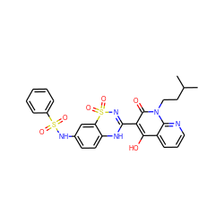 CC(C)CCn1c(=O)c(C2=NS(=O)(=O)c3cc(NS(=O)(=O)c4ccccc4)ccc3N2)c(O)c2cccnc21 ZINC000101050649