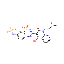 CC(C)CCn1c(=O)c(C2=NS(=O)(=O)c3cc(NS(C)(=O)=O)ccc3N2)c(O)c2cccnc21 ZINC000101050224