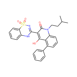 CC(C)CCn1c(=O)c(C2=NS(=O)(=O)c3ccccc3N2)c(O)c2c(-c3ccccc3)cccc21 ZINC000101035089