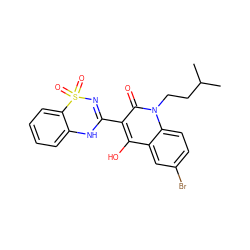 CC(C)CCn1c(=O)c(C2=NS(=O)(=O)c3ccccc3N2)c(O)c2cc(Br)ccc21 ZINC000101034715