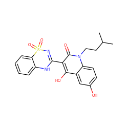 CC(C)CCn1c(=O)c(C2=NS(=O)(=O)c3ccccc3N2)c(O)c2cc(O)ccc21 ZINC000101036264