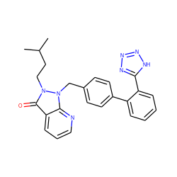 CC(C)CCn1c(=O)c2cccnc2n1Cc1ccc(-c2ccccc2-c2nnn[nH]2)cc1 ZINC000029051528