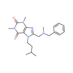 CC(C)CCn1c(CN(C)Cc2ccccc2)nc2c1c(=O)n(C)c(=O)n2C ZINC000005789651