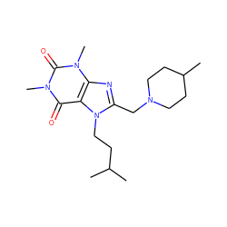 CC(C)CCn1c(CN2CCC(C)CC2)nc2c1c(=O)n(C)c(=O)n2C ZINC000013815782