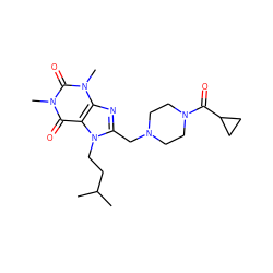 CC(C)CCn1c(CN2CCN(C(=O)C3CC3)CC2)nc2c1c(=O)n(C)c(=O)n2C ZINC000253387873