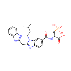 CC(C)CCn1c(Cc2nc3ccccc3[nH]2)nc2ccc(C(=O)N[C@@H](CP(=O)(O)O)C(=O)O)cc21 ZINC000013860278