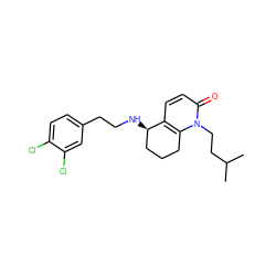 CC(C)CCn1c2c(ccc1=O)[C@H](NCCc1ccc(Cl)c(Cl)c1)CCC2 ZINC000013743287