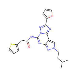 CC(C)CCn1cc2c(nc(NC(=O)Cc3cccs3)n3nc(-c4ccco4)nc23)n1 ZINC000045283362