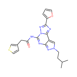 CC(C)CCn1cc2c(nc(NC(=O)Cc3ccsc3)n3nc(-c4ccco4)nc23)n1 ZINC000045284545