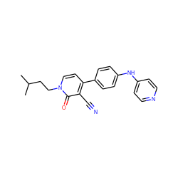 CC(C)CCn1ccc(-c2ccc(Nc3ccncc3)cc2)c(C#N)c1=O ZINC000101507423