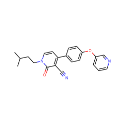 CC(C)CCn1ccc(-c2ccc(Oc3cccnc3)cc2)c(C#N)c1=O ZINC000084757510