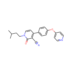 CC(C)CCn1ccc(-c2ccc(Oc3ccncc3)cc2)c(C#N)c1=O ZINC000084653642