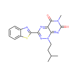 CC(C)CCn1nc(-c2nc3ccccc3s2)nc2c(=O)n(C)c(=O)nc1-2 ZINC000043079314