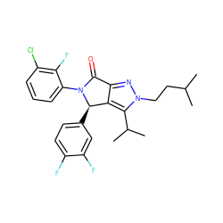 CC(C)CCn1nc2c(c1C(C)C)[C@@H](c1ccc(F)c(F)c1)N(c1cccc(Cl)c1F)C2=O ZINC000206107210