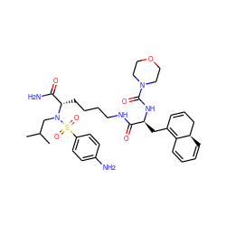 CC(C)CN([C@@H](CCCCNC(=O)[C@H](CC1=C2C=CC=C[C@@H]2CC=C1)NC(=O)N1CCOCC1)C(N)=O)S(=O)(=O)c1ccc(N)cc1 ZINC000169702519