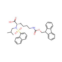 CC(C)CN([C@@H](CCCCNC(=O)OCC1c2ccccc2-c2ccccc21)C(=O)O)S(=O)(=O)c1cccc2ccccc12 ZINC000014946772