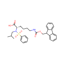 CC(C)CN([C@@H](CCCCNC(=O)OCC1c2ccccc2-c2ccccc21)C(=O)O)S(=O)(=O)c1ccccc1 ZINC000014946769