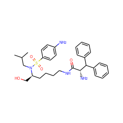 CC(C)CN([C@H](CO)CCCCNC(=O)[C@@H](N)C(c1ccccc1)c1ccccc1)S(=O)(=O)c1ccc(N)cc1 ZINC000014947140