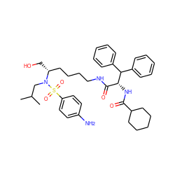 CC(C)CN([C@H](CO)CCCCNC(=O)[C@@H](NC(=O)C1CCCCC1)C(c1ccccc1)c1ccccc1)S(=O)(=O)c1ccc(N)cc1 ZINC000049780034