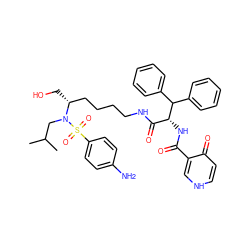 CC(C)CN([C@H](CO)CCCCNC(=O)[C@@H](NC(=O)c1c[nH]ccc1=O)C(c1ccccc1)c1ccccc1)S(=O)(=O)c1ccc(N)cc1 ZINC000049778302