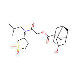 CC(C)CN(C(=O)COC(=O)C12C[C@H]3C[C@@H](CC(O)(C3)C1)C2)[C@@H]1CCS(=O)(=O)C1 ZINC000141915038