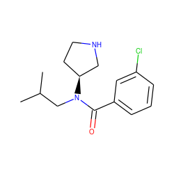 CC(C)CN(C(=O)c1cccc(Cl)c1)[C@H]1CCNC1 ZINC000034457257