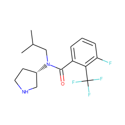 CC(C)CN(C(=O)c1cccc(F)c1C(F)(F)F)[C@H]1CCNC1 ZINC000048998709