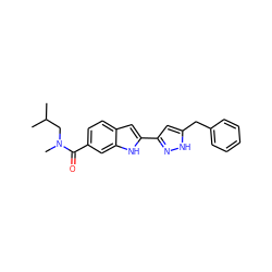 CC(C)CN(C)C(=O)c1ccc2cc(-c3cc(Cc4ccccc4)[nH]n3)[nH]c2c1 ZINC000049803838