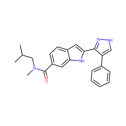 CC(C)CN(C)C(=O)c1ccc2cc(-c3n[nH]cc3-c3ccccc3)[nH]c2c1 ZINC000049807822