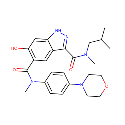 CC(C)CN(C)C(=O)c1n[nH]c2cc(O)c(C(=O)N(C)c3ccc(N4CCOCC4)cc3)cc12 ZINC001772648452