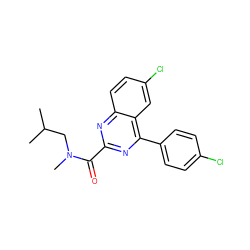 CC(C)CN(C)C(=O)c1nc(-c2ccc(Cl)cc2)c2cc(Cl)ccc2n1 ZINC000084688098