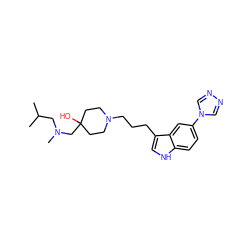 CC(C)CN(C)CC1(O)CCN(CCCc2c[nH]c3ccc(-n4cnnc4)cc23)CC1 ZINC000003962635