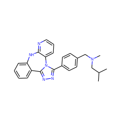 CC(C)CN(C)Cc1ccc(-c2nnc3n2-c2cccnc2Nc2ccccc2-3)cc1 ZINC000096174017