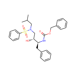 CC(C)CN(C[C@@H](O)[C@H](Cc1ccccc1)NC(=O)OCc1ccccc1)S(=O)(=O)c1ccccc1 ZINC000013740379