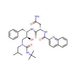 CC(C)CN(C[C@H](O)[C@H](Cc1ccccc1)NC(=O)[C@H](CC(N)=O)NC(=O)c1ccc2ccccc2n1)C(=O)NC(C)(C)C ZINC000014943013